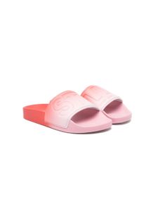 Stella McCartney Kids claquettes à logo embossé - Rouge