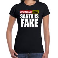 Fout humor Kerst T-shirt breaking news fake voor dames zwart