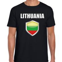 Litouwen vlag thema landen t-shirt - zwart - voor heren - Supporters kleding - korte mouwen