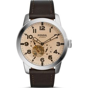 Horlogeband Fossil ME3119 Leder Zwart 22mm