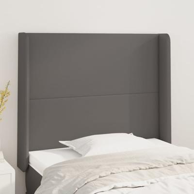 Hoofdbord met randen 103x16x118/128 cm kunstleer grijs