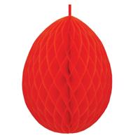 Paas decoratie ei van papier - rood - 30 cm - brandvertragend crepepapier - Pasen