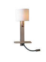 Wandlamp Florence met leeslampje en witte kap