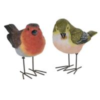 Tuinbeeldjes decoratie vogeltjes - 2x stuks - metaal - 10 cm - binnen/buiten Tuinbeeldjes decoratie vogeltjes - 2x stuks - metaal - 10 cm - binnen/buiten