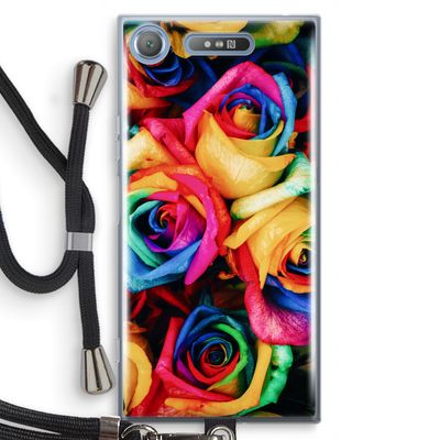 Neon bloemen: Sony Xperia XZ1 Transparant Hoesje met koord
