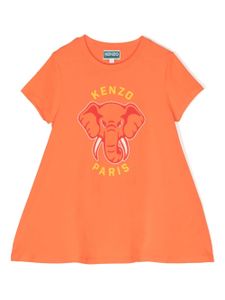 Kenzo Kids robe à imprimé éléphant - Orange