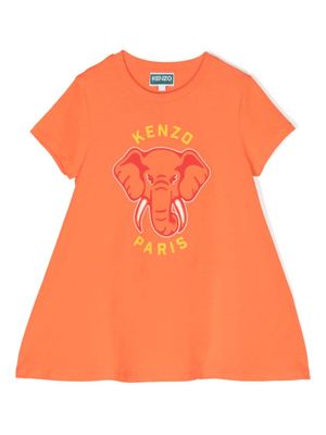 Kenzo Kids robe à imprimé éléphant - Orange