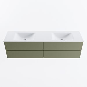 MONDIAZ VICA 180cm badmeubel onderkast Army 4 lades. Wastafel CLOUD dubbel 2 kraangaten, kleur Talc.