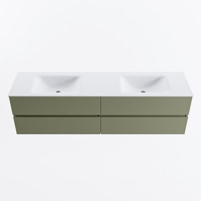 MONDIAZ VICA 180cm badmeubel onderkast Army 4 lades. Wastafel CLOUD dubbel 2 kraangaten, kleur Talc.