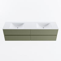 MONDIAZ VICA 180cm badmeubel onderkast Army 4 lades. Wastafel CLOUD dubbel 2 kraangaten, kleur Talc.