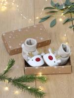 Kerstslofjes Rendier beige Kerstslofjes Rendier beige