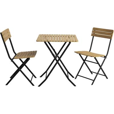 Leen Bakker - Bistroset Beziers - Zwart/naturel - IJzer/Polyester - Beige#Zwart - 71x60x60 Cm