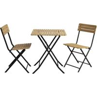 Leen Bakker - Bistroset Beziers - Zwart/naturel - IJzer/Polyester - Beige#Zwart - 71x60x60 Cm