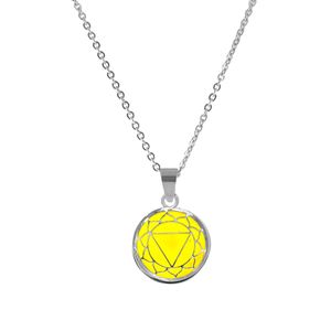 CO88 Ketting Chakra Solar Plexus staal/glas geel 42-47 cm 8CN-26004