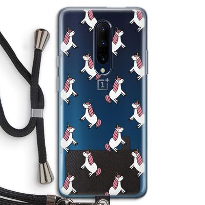 Eenhoorns overal: OnePlus 7 Pro Transparant Hoesje met koord