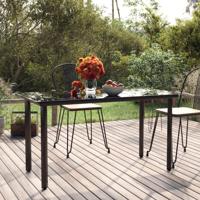 Tuintafel 200x100x74cm staal en gehard glas zwart