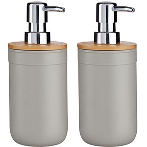 2x Stuks Zeeppompjes/zeepdispensers kunststof - lichtgrijs - 350 ml