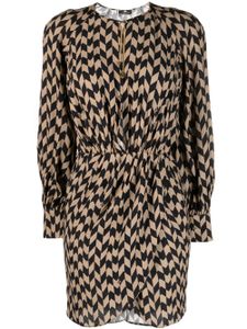 Elisabetta Franchi robe courte à motif chevrons imprimé - Marron