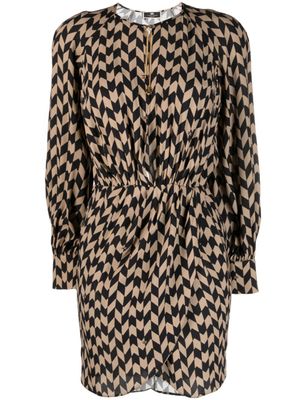 Elisabetta Franchi robe courte à motif chevrons imprimé - Marron
