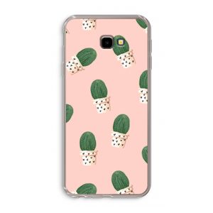 Cactusprint roze: Samsung Galaxy J4 Plus Transparant Hoesje