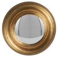 HAES DECO - Bolle ronde Spiegel - Goudkleurig - Ø 24x3 cm - Hout / Glas - Wandspiegel, Spiegel rond, Convex Glas