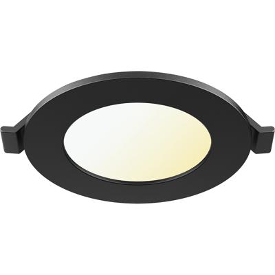 LED Downlight Inbouwspot Dimbaar - Brinton Thin - 4W 280lm 120° Bundelhoek - Aanpasbare Lichtkleur 3000K-4000K-6500K - IP40 - Rond - Zwart - Ø85mm Buitenmaat - Ø70mm Zaagmaat