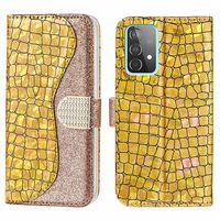 Croco Bling Series Samsung Galaxy A52 5G, Galaxy A52s Portemonnee Hoesje - Goud