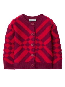 Burberry Kids cardigan à carreaux en jacquard - Rouge