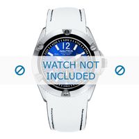 Nautica horlogeband A17061G Leder Wit 28mm + zwart stiksel - thumbnail