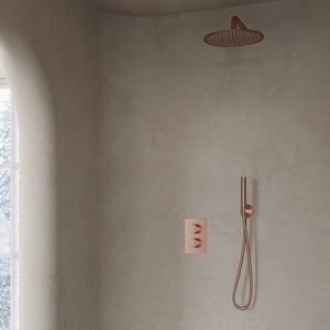 Saniclear Copper inbouw regendouche met wandarm en 20cm hoofddouche geborsteld koper