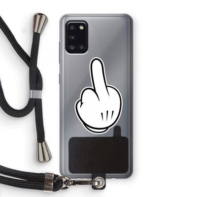 Middle finger white: Samsung Galaxy A31 Transparant Hoesje met koord
