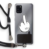 Middle finger white: Samsung Galaxy A31 Transparant Hoesje met koord Middle finger white: Samsung Galaxy A31 Transparant Hoesje met koord