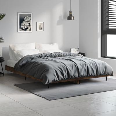 Bedframe bewerkt hout gerookt eikenkleurig 135x190 cm