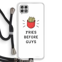 Fries before guys: Samsung Galaxy A22 4G Transparant Hoesje met koord