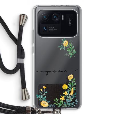 Gele bloemen: Xiaomi Mi 11 Ultra Transparant Hoesje met koord