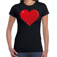 Hart cadeau t-shirt zwart voor dames