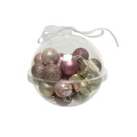 30x stuks kleine kunststof kerstballen roze/champagne 3 cm - Kerstbal