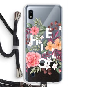 Hello in flowers: Samsung Galaxy A10 Transparant Hoesje met koord