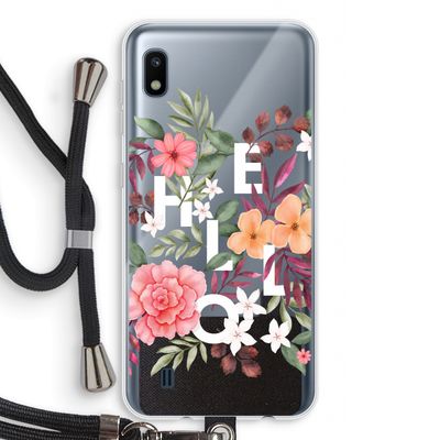 Hello in flowers: Samsung Galaxy A10 Transparant Hoesje met koord