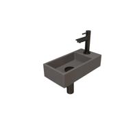 INK - Fonteinpack Quartz Rechts incl. Fonteinkraan - Design Sifon - Design Plug en Montageset - 360x180x90 Mm - Beton/Zwart