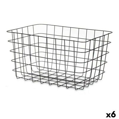 Veelzijdige mand Kinvara Zwart Metaal 38,5 x 20,5 x 28 cm Rechthoekig (6 Stuks)
