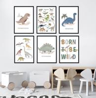 Posters - Boho Dinosaurus / Set van 6