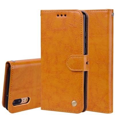 Voor Huawei P20 Business stijl olie Wax textuur horizontale Flip lederen draagtas met houder & kaartsleuven & portemonnee (bruin)
