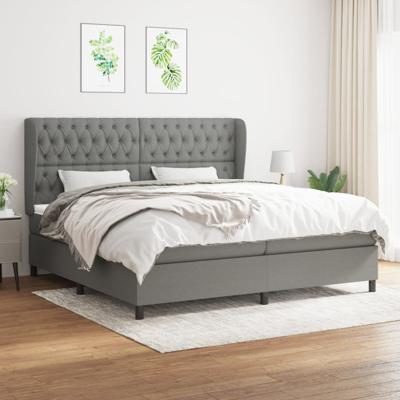 Boxspring met matras stof donkergrijs 200x200 cm
