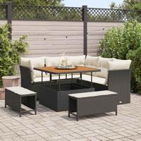 Tuinbankenset 8 pcs Zwart poly rattan