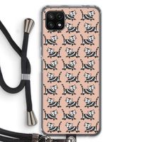 Zwarte poes: Samsung Galaxy A22 5G Transparant Hoesje met koord