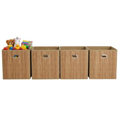 Opbergmand / kastmand - 8x - naturel - bamboe / kunststof - 28 liter - 31 x 31 x 31 cm - opvouwbaar