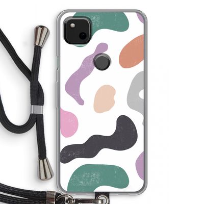 Memphis Shapes: Pixel 4a Transparant Hoesje met koord