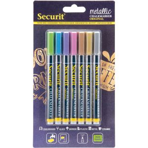 7x Metallic gekleurde schoolbord krijtstift ronde punt 1-2 mm