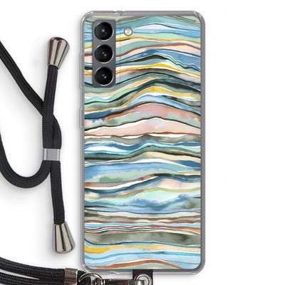 Watercolor Agate: Samsung Galaxy S21 Transparant Hoesje met koord